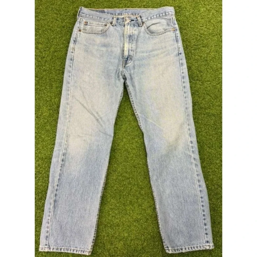 Levi's 505 Regular Fit Jeans Mens 34x30 Blue Denim Cotton Stretch Straight Leg‎